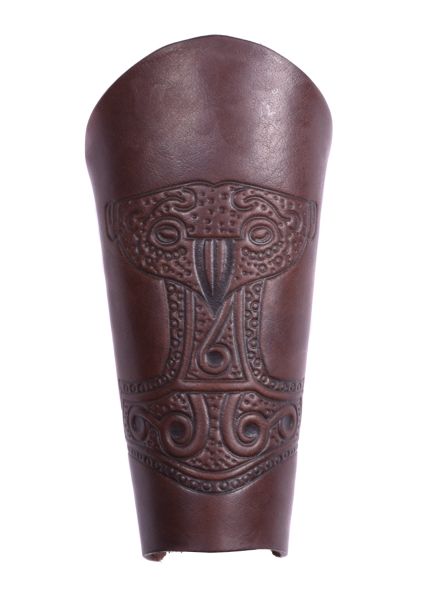 Armstulpe mit geprägtem Thorshammer, braun-antik