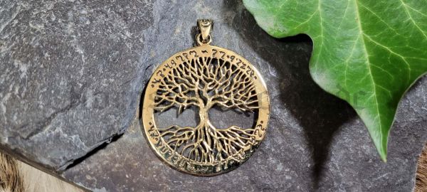 Anhänger FIONA Baum des Lebens mit Elbenschrift aus Bronze