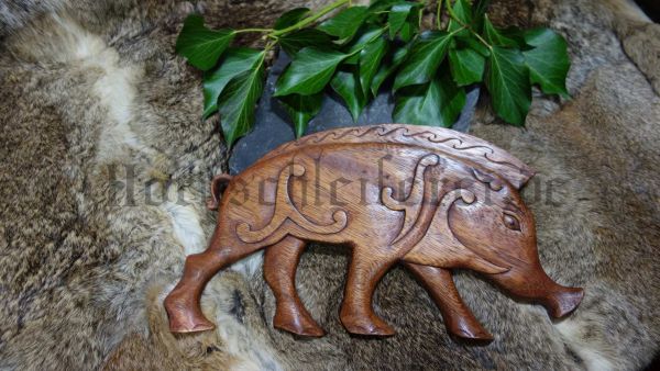BORSTI 37 cm Keltischer Eber Handarbeit aus Holz, Wanddeko